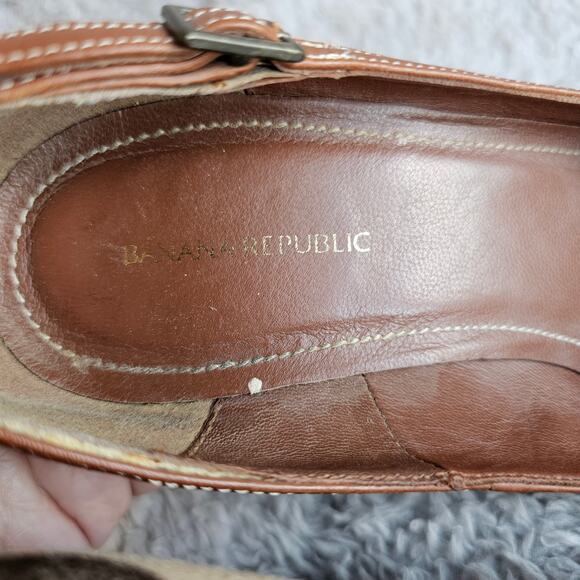 Banana Republic Women's Textured Fabric Slip On Pump‎ Block Heels Size 6.5 Brown - Picture 7 of 7